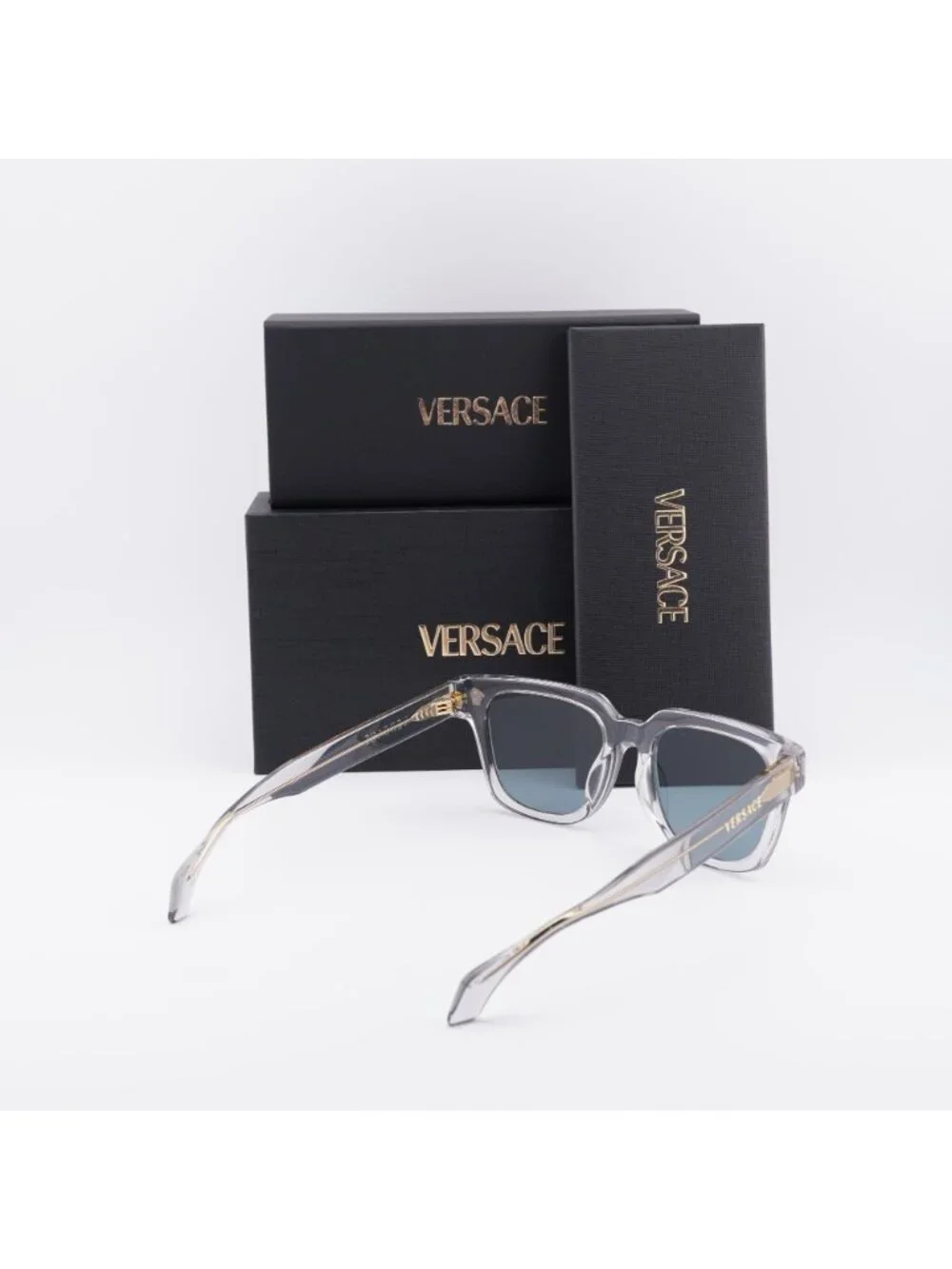 Versace VE4510U 530580 Sunglasses Grey Square Frame, Blue Lenses